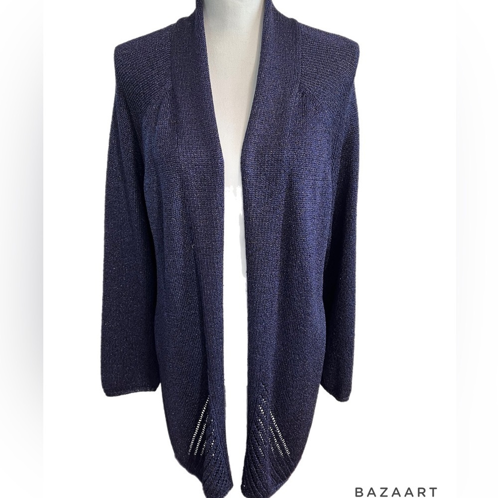 🔥🔥Chico’s open cardigan sweater sz 2 metallic midnight blue purple